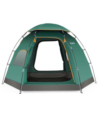 RLAIRN Tents for Camping 4 Person Waterproof, Pop Up Instant Family Tent with Windproof Ropes Anti-UV, Ultralight Blackout Lightweight Tent for 2/3/4 People Camping, Hiking, Outdoor, Backpacking Green