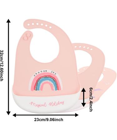 Baogaier Baby Bibs Silicone 3 PCS Waterproof Weaning Bib for Babies Toddlers with Food Catcher Pocket - Easy Clean Bibs Feeding for Kid Infant Girl in Horse Rainbow Space - Buy Online on GoSupps.com