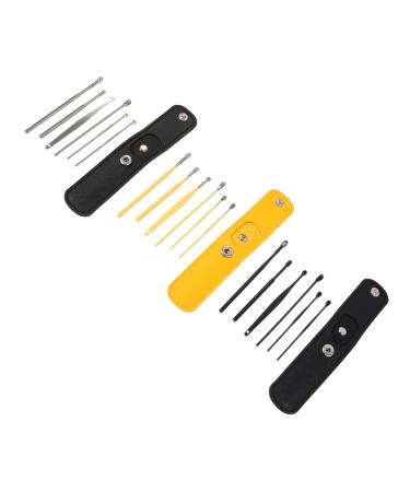 FRCOLOR 12 Sets Ear Pick Set Ear Bud Cleaner Ear Buds Cleaning Kit Stainless Steel Ear Cleaner Ear Wax Ear Pickers Earpick Ears Cleaner Earwax Remover Q Tool Pu Portable Assorted Colorx4pcs 9.2X0.5X0.5CMx4pcs