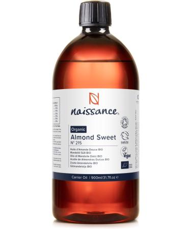 Naissance Certified Organic Sweet Almond Oil (no. 215) 900ml for Skin Hair Massage Nails Ears Face Body Stretch Marks - Natural Skin Care Cold Pressed Unrefined Carrier Oil Aromatherapy Odourless 900 ml (Pack of 1) - Buy Online on GoSupps.com