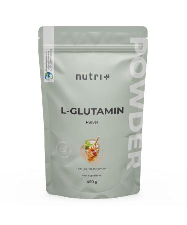 Nutri + L-Glutamine flavored powder - 450g peach iced tea - 100% pure + vegan - with flavor - vegan - sensationally delicious - Powder Ice Tea Peach