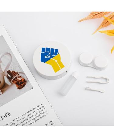 Ukraine Fist Flag Contact Lens Case - Cute Portable Round Storage Box with Mirror for Daily Use & Travel - Buy Online on GoSupps.com