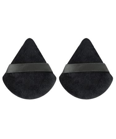 Wellehomi Makeup Powder Puffs Triangle Velour Powder Puffs Apply for Daily Makeup Such as Foundation Cream Blush (Black)