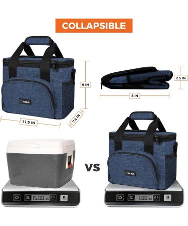 OPUX Insulated Small Cooler Bag for Travel - Heather Navy | Leakproof Lunch Bag Box for Camping, Beach, Work | Collapsible Lunch Pail - Fits 16 Cans - Buy Online on GoSupps.com