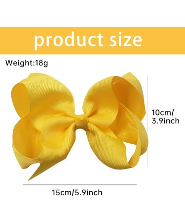 6 Inch Yellow Ribbon Hair Bow Clips Set - Girls Women Hair Accessories for Ponytails, Cheerleading - Birthday Christmas Valentine Wedding - Buy Online on GoSupps.com