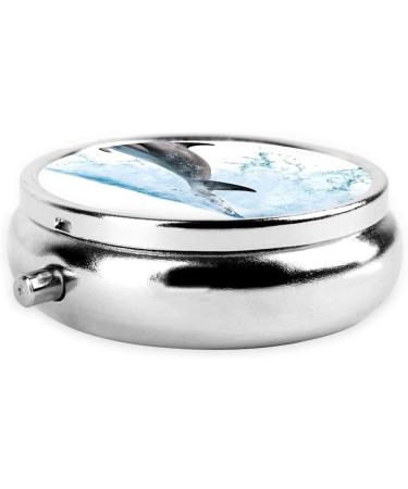 Dolphin Print Mini Round Pill Box - 3 Compartment Portable Medicine Organizer for Travel Home & Office Use - Buy Online on GoSupps.com