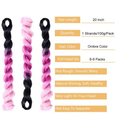Ombre Braiding Hair Extensions - 50.8 cm 100g Synthetic Crochet Braids 8 Pieces in Black Brown Red Gray - Perfect for Full Fine Hair - Buy Online on GoSupps.com