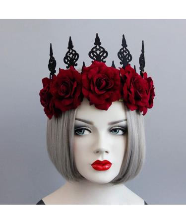 Vintage Red Rose Queen Headband for Women and Girls - Perfect Floral Hair Accessory for Halloween, Christmas, Parties, and Cosplay - Buy Online on GoSupps.com