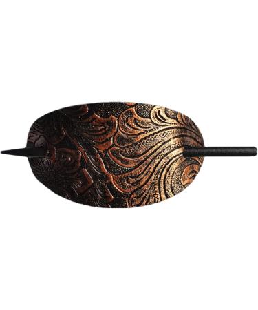 Hair Barrette - Oval Hairpin Hairpin Vintage Hair Clip | Oval Shape Faux Leather Hair Barrette Hair Stick Ponytail Hair Pin Long Hair Barrette for Women Long Hair Leather Hair Accessories copper - Buy Online on GoSupps.com