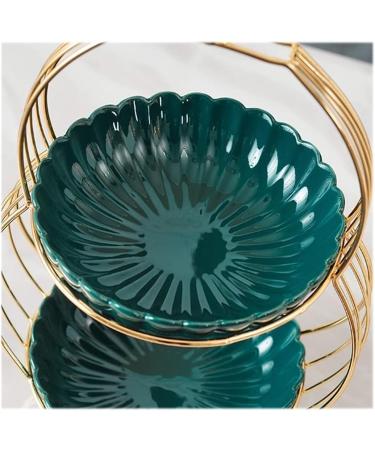 Fruit Basket Bowl Ceramics Fruit Plate 2-Tier Fruit Bowl Dessert Fruits Candy Food Display for Kitchen Countertop Bread Snacks Green - Buy Online on GoSupps.com