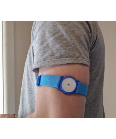 CGM Clips UK - Sensor Armband Holder/Protector Compatible with Freestyle Libre 1/2 - Blue w Blue Straps