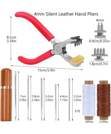 BUTUZE 4mm Leather Hole Punch Pliers Set for DIY Projects - Silent Handheld Tool with Rhombus Teeth, 2 Teeth, Needles, and Waxed Thread in Red - Buy Online on GoSupps.com