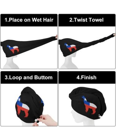 Chile Flag Llama Microfiber Hair Towel Wrap | Super Absorbent Turban for Women - 10x26 Inch - Buy Online on GoSupps.com