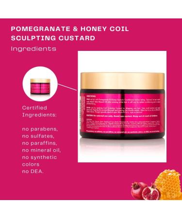Pomegranate & Honey Leave in Conditioner for Curly Hair Curl Defining Custard Bundle with JONEX SCO Wide Tooth Comb for Curly Hair and Cosmetic Travel Toiletry Bag (4 items) - Buy Online on GoSupps.com