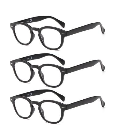 Suertree spring hinge (3 pack) Reading glasses visual aid optics glasses reading help for women men of 3.0x BM171 3.0X diopttria 3PCs round