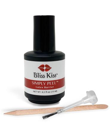 Simply Peel Original by Bliss Kiss Liquid Latex Peel Off Cuticle Guard for Nail Art with Glitter | 15 ml | Made in the USA Crystal Glitter