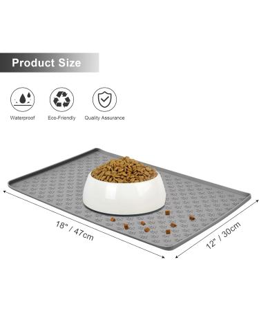 48x30cm Dog Food Mat - Food Grade Silicone, Spill-Proof, Raised Edges, Anti-Slip, Waterproof - Grey - Buy Online on GoSupps.com