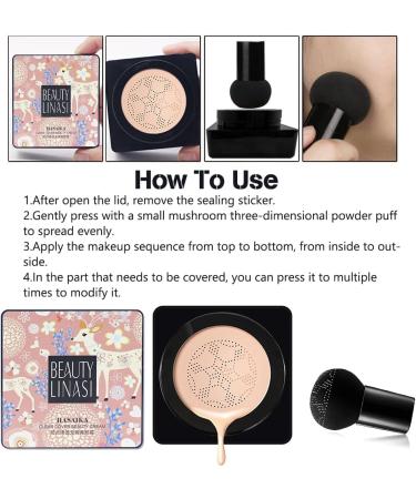 Mushroom Foundation Covering Cream Moisturizing Make-up Concealer Correcting and Masking Dark Circles Fully Covering Makeup - Buy Online on GoSupps.com