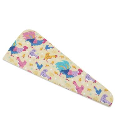 Colorful Rooster Microfiber Hair Towel Wrap for Women 10 Inch X 26 Inch Super Absorbent Hair Turban with Button