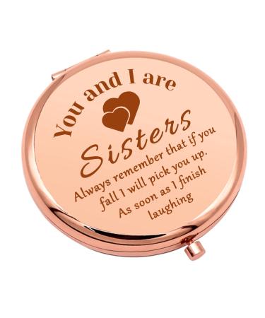 Sisters Birthday Gift Ideas Friendship Gifts Compact Makeup Mirror for Friend Bestie Girl Sister Gifts from Sisters Birthday Gifts for Sister Folding Makeup Mirror Graduation Wedding Gifts