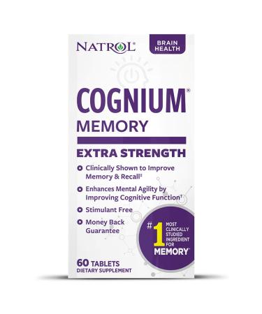 Natrol Cognium Extra Strength Tablets, Brain Health, Keeps Memory Strong, #1 Clinically Studied, Shown to Improve Memory and Recall, Enhances Mental Agility, Safe and Stimulant Free, 200mg, 60 Count Memory Extra Strength - Buy Online on GoSupps.com