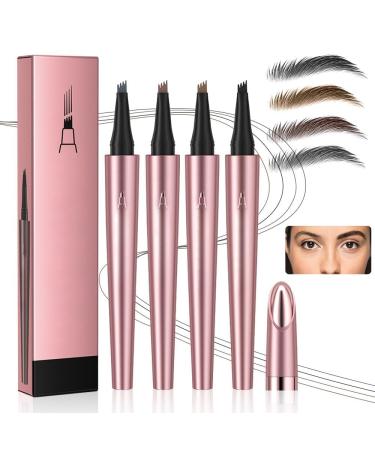 Magic Eyebrow Pencil - 2024 New 3D Waterproof Microblading Eyebrow Pencil Contouring Pen - Natural Long-Lasting Fine Stroke Microblading 4 Tip Eyebrow Pencil (4 colors)