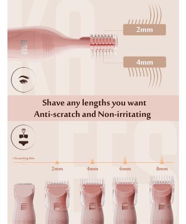 EESKA 3 in 1 Bikini Trimmer for Women - Cordless Electric Lady Razor for Legs, Arms, and Bikini - IPX7 Waterproof - Wet & Dry Use - Painless Hair Removal - Pink - Buy Online on GoSupps.com