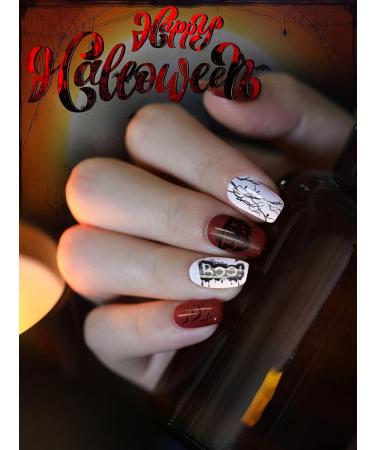 Kalolary Halloween Nail Art Stickers Decals 12 Sheets Self-Adhesive DIY Nail Art Strips Various Patterns Pumpkin Bat Ghost Skull Skeleton Nail Decoration for Girls Women Halloween Party - Buy Online on GoSupps.com