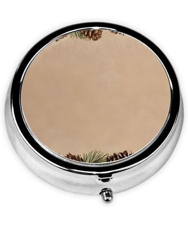 Buy Pine Cone Border Round Pill Box - 3 Compartment Portable Travel Medicine Organizer - Buy Online on GoSupps.com