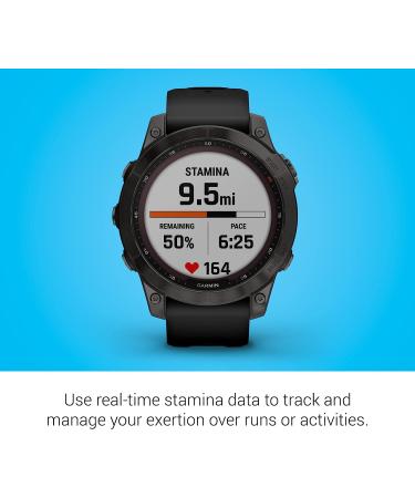 Garmin fenix 7 Sapphire Solar  adventure smartwatch  with Solar Charging Capabilities  rugged outdoor watch with GPS  touchscreen  wellness features  carbon gray DLC titanium with black band Carbon Gray DLC Titanium with Black Band 7 Sapphire Solar Smartw - Buy Online on GoSupps.com