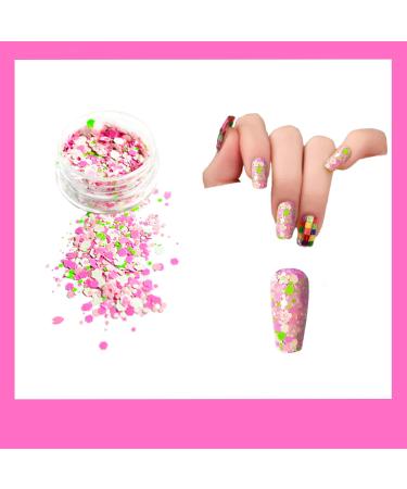 Multi-Color Nail Glitter Spring Flower Sequins Square Rectangle Smooth Laser Sequins Chunky Nails Glitter Flakes & Powder for Nail Art Decoration/Face/Body/DIY Crafting - Buy Online on GoSupps.com