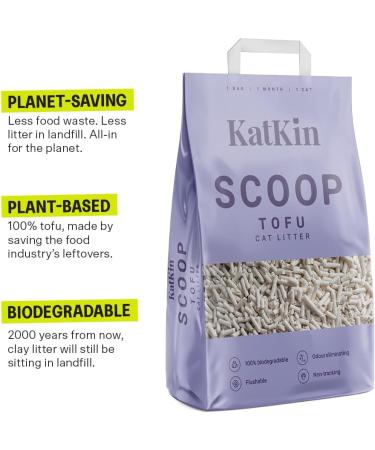 KatKin Scoop Tofu Litter - 100% Biodegradable Non-Tracking Cat Litter (1x2.4kg) | Eco-Friendly Planet-Saving Clumping Litter for Kittens and Cats - Buy Online on GoSupps.com