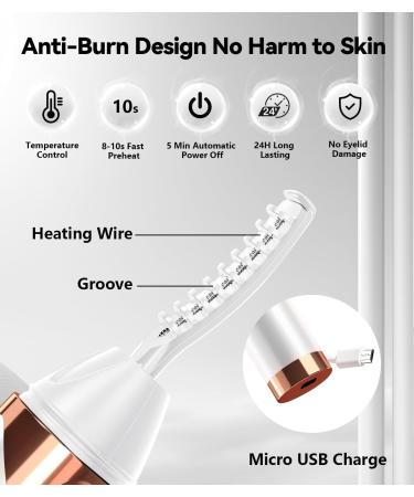 Buy Heated Eyelash Curler - Fast 8s Heat Up 2 Modes USB Rechargeable Long-Lasting Natural Curl - Anti-Burn White - Buy Online on GoSupps.com