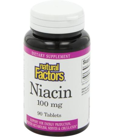 Natural Factors Niacin 100 mg - 90 Tablets for Energy & Healthy Metabolism - Buy Online on GoSupps.com