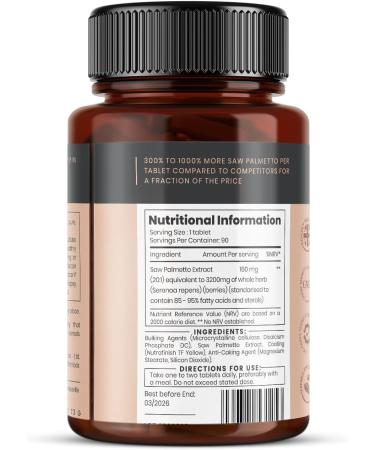 Buy PureCllinica Saw Palmetto 3200mg - 360 Tablets (4 Bottles) - 12-Month Supply - 95% Fatty Acids - Strong & Effective Formula - Buy Online on GoSupps.com