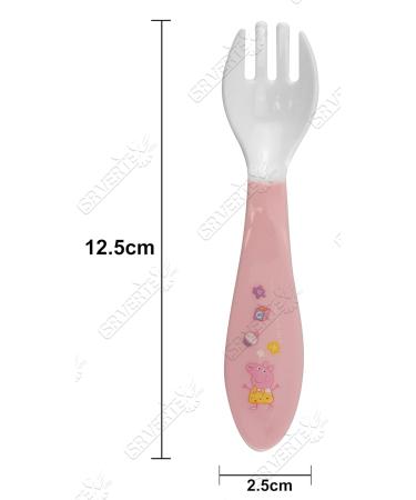 Pepa Pig Baby Spoon Fork Set - BPA Free, Reusable, 12.5cm | Baby Weaning & Training Kids Tableware | Pink, 2pcs - Ideal for Girls 6+ Months - Buy Online on GoSupps.com