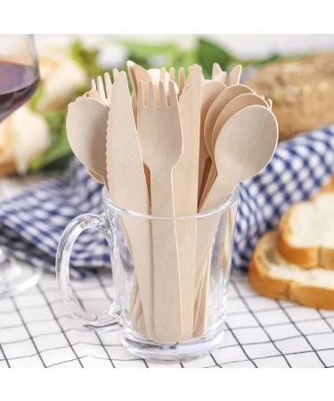 Wooden Cutlery Disposable Wood Utensils Compostable Cutlery Set for Camping Picnic Weddings Barbecue Birthday (200Pack - 50 Knives 100 Forks 50 Spoons) - Buy Online on GoSupps.com