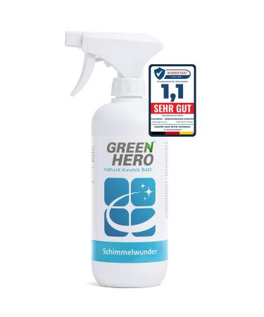 Green hero mold remover chlora -free 500 ml anti mold spores and bacteria spray reliably chlorine -free mold spray for wood masonry wallpaper tiles upholstery carpets curtains and much more.