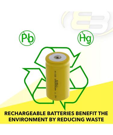 Exell D Size 1.2V 5000mAh NiCD Rechargeable Battery - Perfect for Flushometers Sinks & More | International Shipping Available - Buy Online on GoSupps.com
