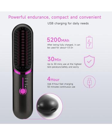 QUMOX Cordless Hair Straightener Brush - Portable Mini Ionic Comb for Travel Lightweight Ceramic Styling Tool for Women - Buy Online on GoSupps.com