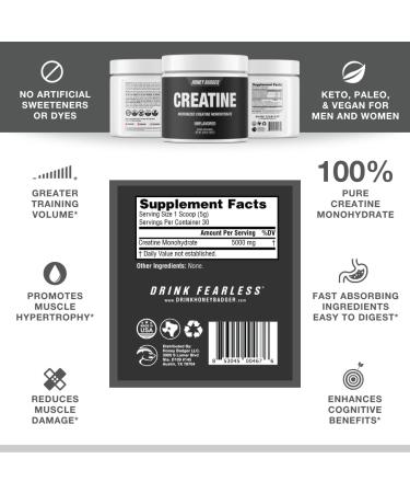 Honey Badger Pre Workout Powder | Micronized Creatine Monohydrate | Muscle Growth & Recovery | Natural Energy for Men & Women | Sugar Free & Paleo | 30 Servings - Buy Online on GoSupps.com