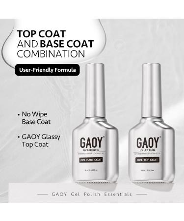 GAOY 16ml 2 Pcs Glassy Gel Top Coat and Base Coat Set No Wipe Foundation Combination for UV Light Cure Nail Polish - Buy Online on GoSupps.com