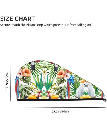 Toucans Parrot Palm Tree Coral Velvet Hair Cap Quick-Dry Towel Wrap for Men & Women | Ideal Travel & Home Use - Buy Online on GoSupps.com