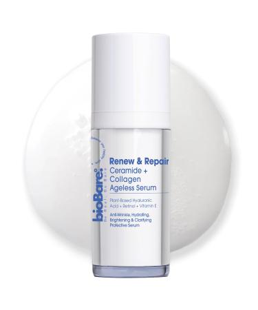 bioBare Renew & Repair Anti-Aging Face Serum | Collagen Ceramide Glycolic Acid Willow Bark Antioxidants & Hyaluronic Acid Serum for Face Firms Hydrates Plumps Skin | Vegan & Cruelty Free 30ml