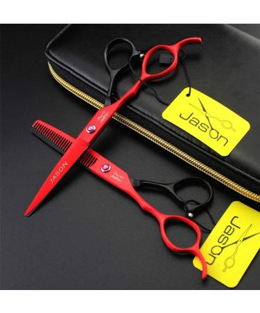 LQZM Professional 6.0" Left-Handed Hair Cutting Scissors Kit Japanese Stainless Steel Barber 440C Rotatable Handle Flat Shears Tooth Scissors Combination for Barber Salon Home