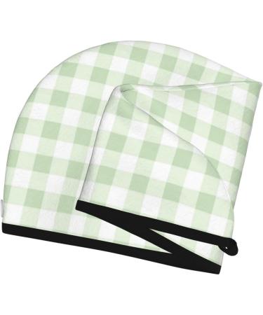 Hair Towel Wrap - Quick Drying Turban with Button | Green Checkboard Hair Drying Towel for Effortless Style - Buy Online on GoSupps.com