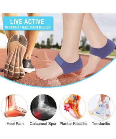 Heel Cushion Cups for Kids and Adults - Plantar Fasciitis Relief - Achilles Tendonitis Support - Blue (Size W 5-6) - Buy Online on GoSupps.com