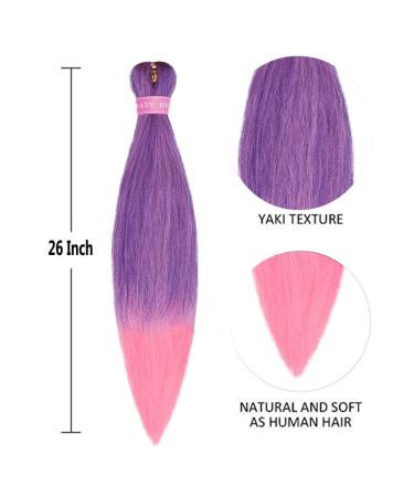 MSBELLE 26 Inch Pre-Stretched Pink Ombre Braiding Hair - Hot Water Setting (100g Pack) - Buy Online on GoSupps.com
