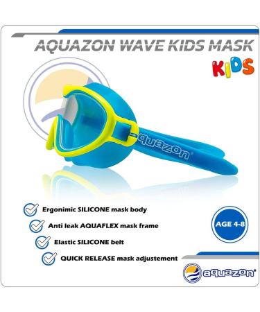 Aquazon Wave Kids Swimming Goggles - Soft Silicone for Perfect Fit - Easy Adjustable Diving Goggles with Storage Box - Ages 3-7 - Green/Blue - Buy Online on GoSupps.com