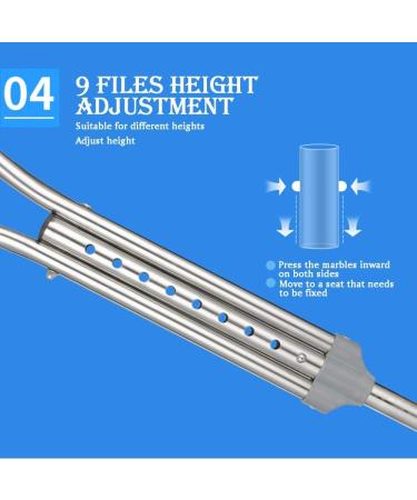 Walking Stick Aluminum Alloy Armpit Non-Slip Retractable Double Walking Stick Lightweight Elderly Handicapped Help Crutches Grey-2PCS (Grey 2PCS) Journey - Buy Online on GoSupps.com